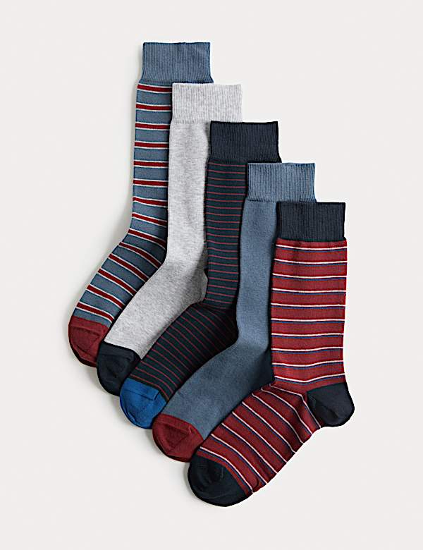 5 Pack Cool & Fresh&trade; Stripe Cotton Rich Socks