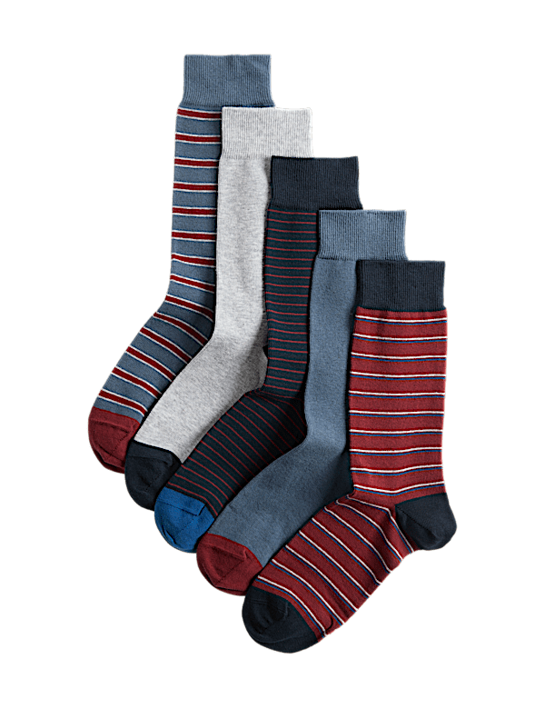 5 Pack Cool & Fresh&trade; Stripe Cotton Rich Socks