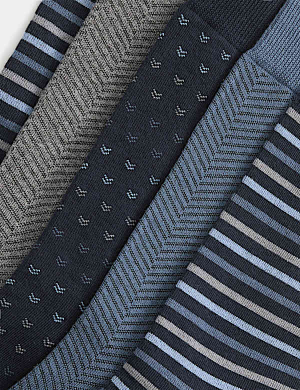 5 Pack Cool & Fresh&trade; Geo Cotton Rich Socks