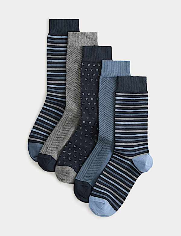 5 Pack Cool & Fresh&trade; Geo Cotton Rich Socks