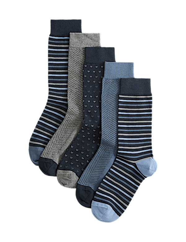 5 Pack Cool & Fresh&trade; Geo Cotton Rich Socks