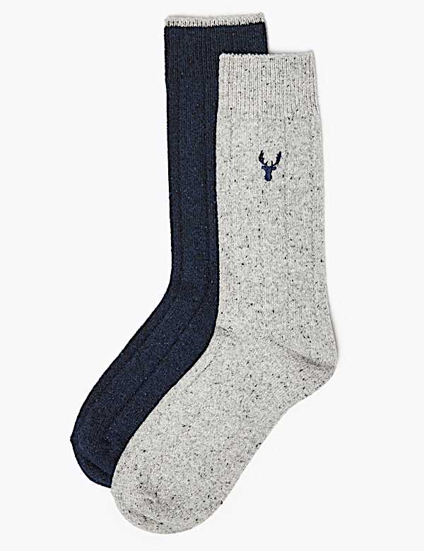 2 Pack Embroidered Stag Thermal Socks