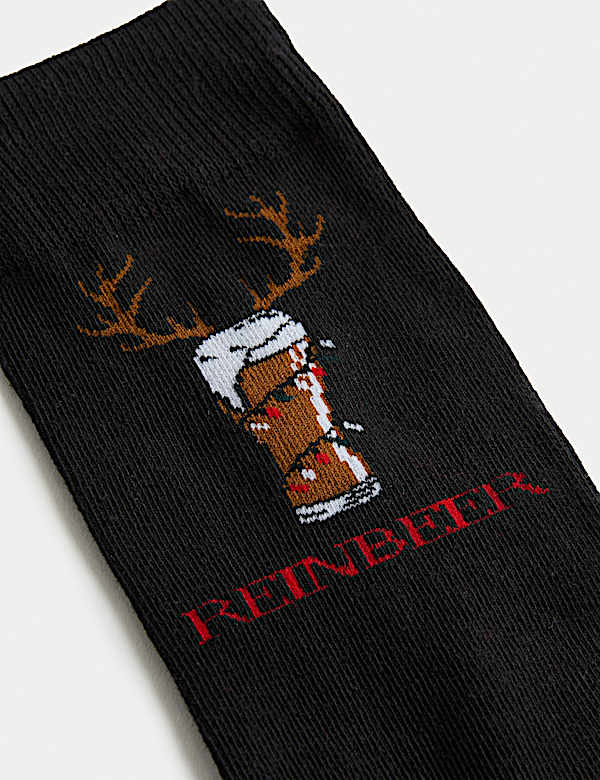 Novelty Christmas Beer Cotton-Rich Socks - LT