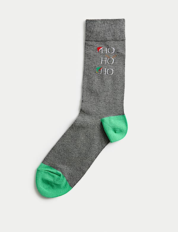 Novelty Ho Ho Ho Cotton Rich Socks - MV