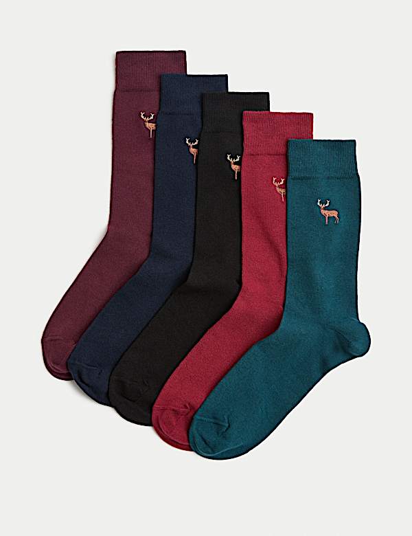 5pk Cool & Fresh™ Stag Cotton Rich Socks - LU