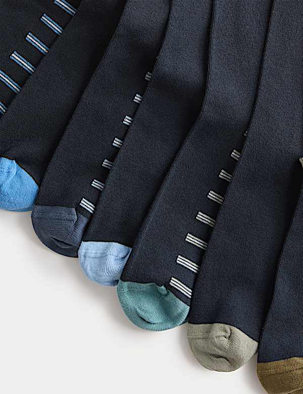 7 Pack Cool & Fresh&trade; Striped Cotton Rich Socks