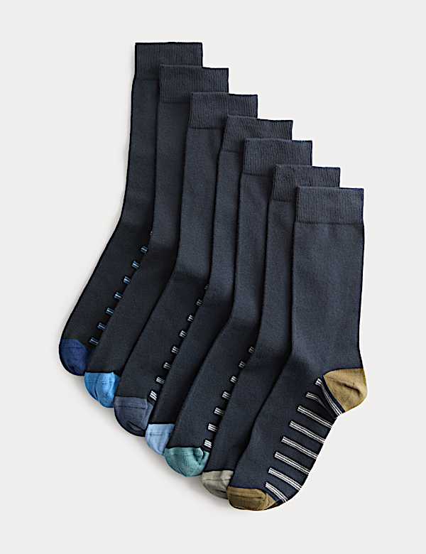 7 Pack Cool & Fresh&trade; Striped Cotton Rich Socks