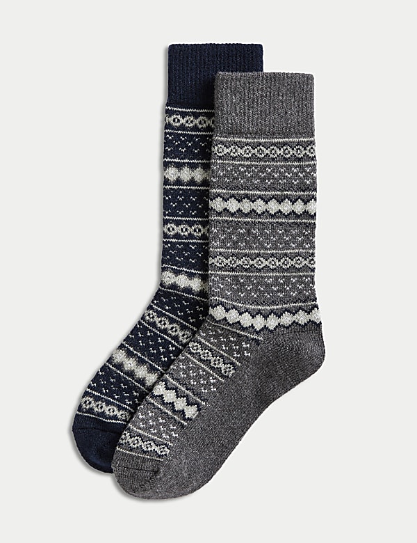2pk Fair Isle Boot Socks
