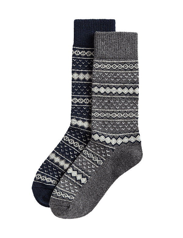 2pk Fair Isle Boot Socks