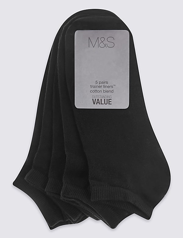 5 Pack Cotton Blend Trainer Liner Socks