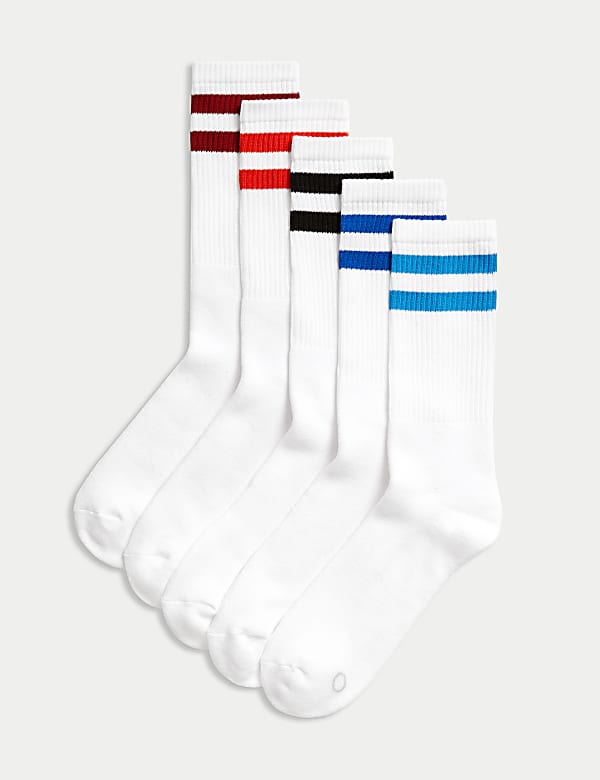 Pack de 5 pares de calcetines acolchados deportivos de algodón de rayas - US
