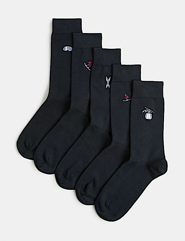 5 Pack Cool & Fresh&trade; Cotton Rich Ski Socks - CN