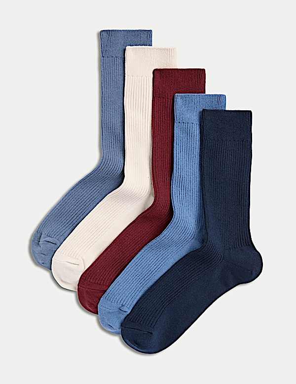 5pk Cotton Rich Ribbed Socks - TW