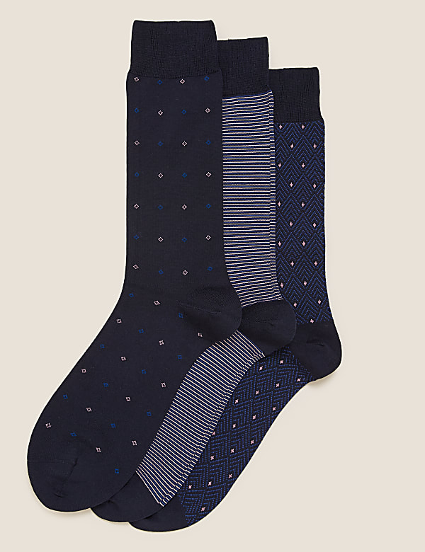 3pk Assorted Luxury Egyptian Cotton Rich Socks