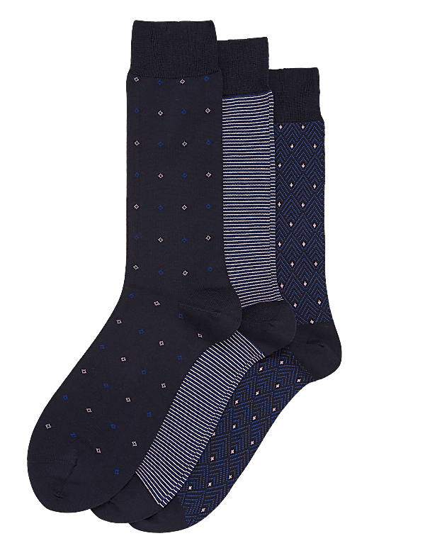 3pk Assorted Luxury Egyptian Cotton Rich Socks