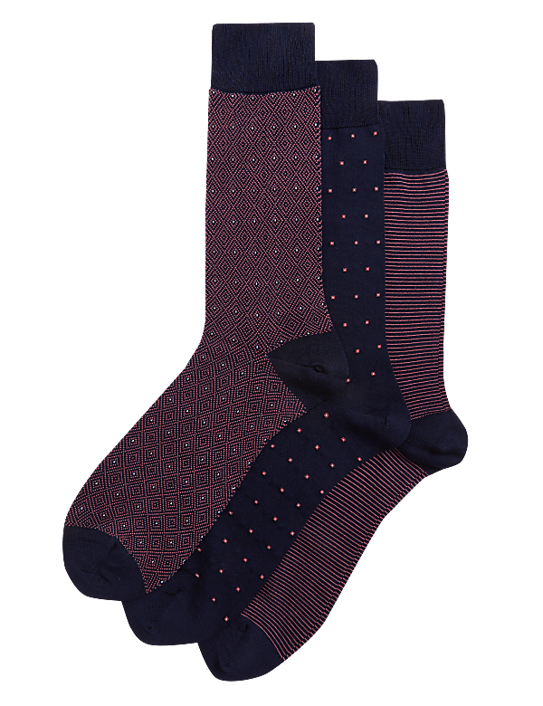 3pk Assorted Egyptian Cotton Rich Socks
