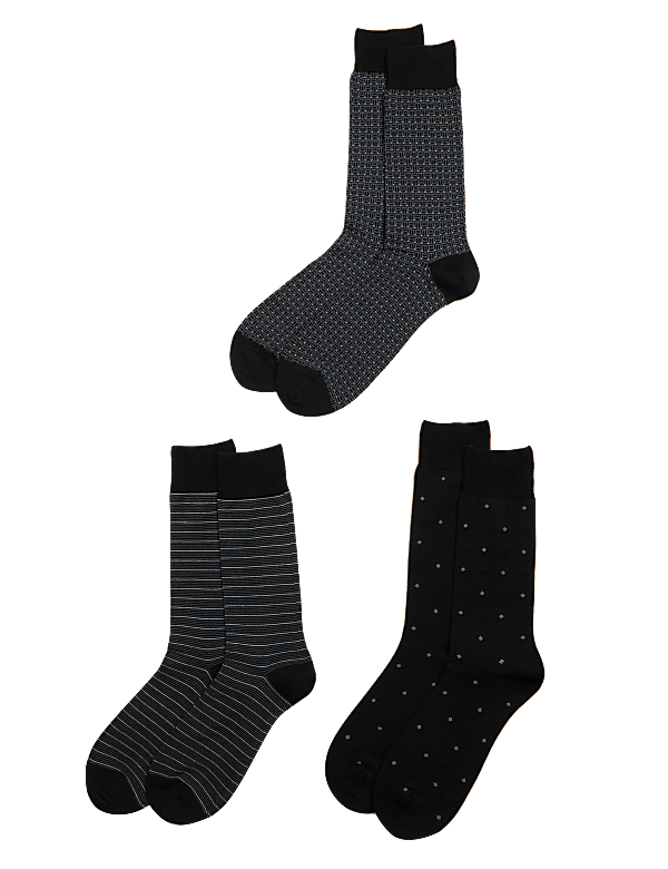 3pk Assorted Egyptian Cotton Rich Socks