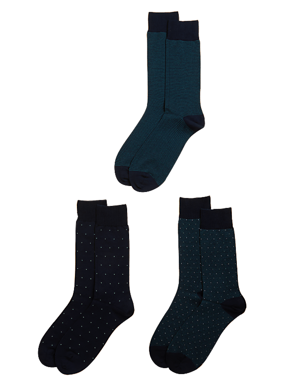 3pk Assorted Egyptian Cotton Rich Socks