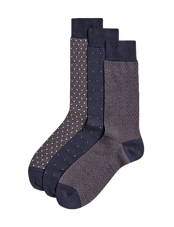 3pk Assorted Egyptian Cotton Rich Socks