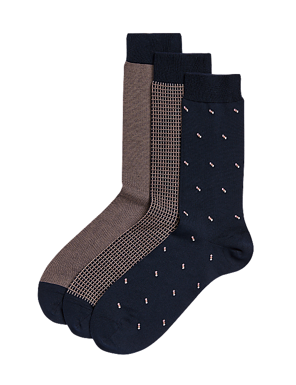 3pk Assorted Egyptian Cotton Rich Socks