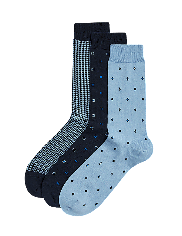 3pk Foulard Egyptian Cotton Rich Socks
