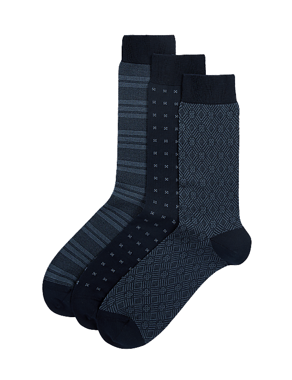 3pk Assorted Egyptian Cotton Rich Socks