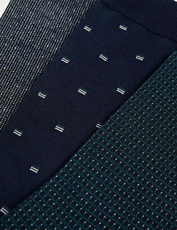 3pk Geometric Egyptian Cotton Rich Socks