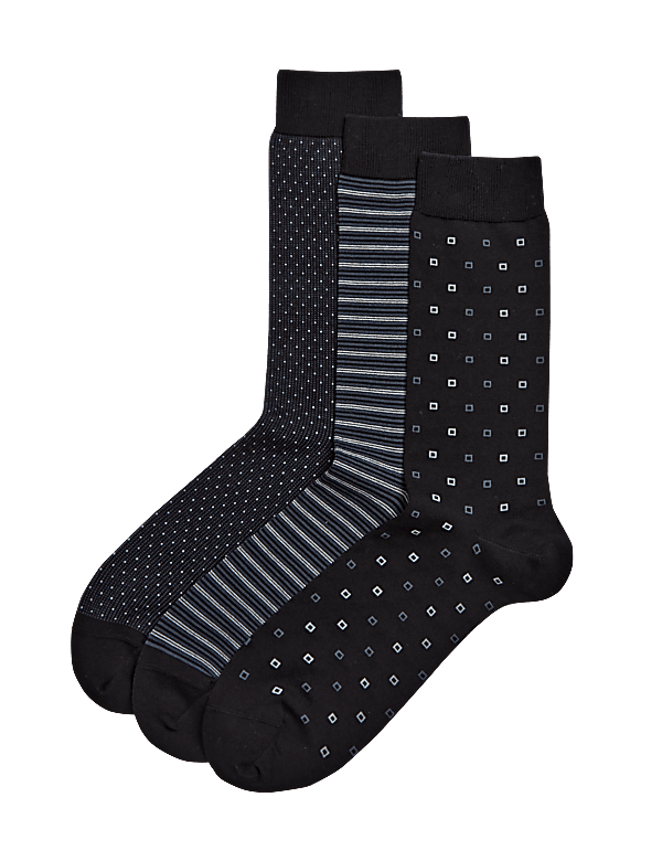 3pk Egyptian Cotton Rich Socks