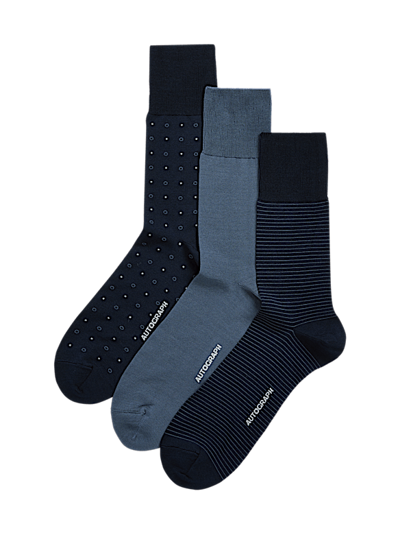 3pk Assorted Mercerised Cotton Rich Socks