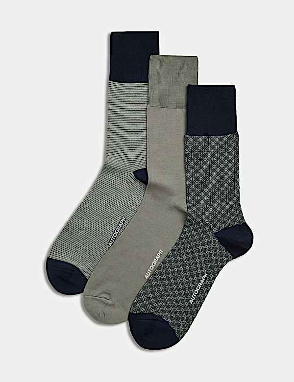 3pk Assorted Mercerised Cotton Rich Socks - PT