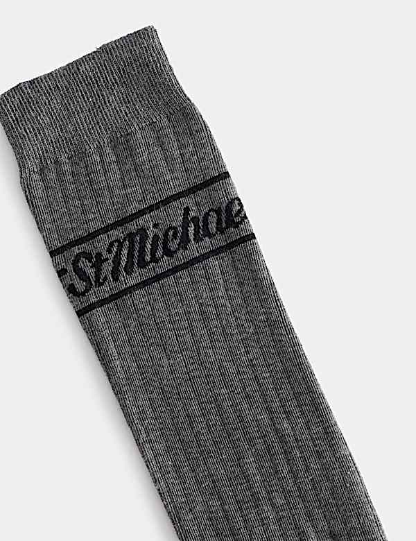 Logo Pima Cotton Rich Ribbed Long Socks - NO