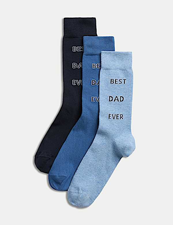 3pk Best Dad Ever Cotton Rich Socks - GR