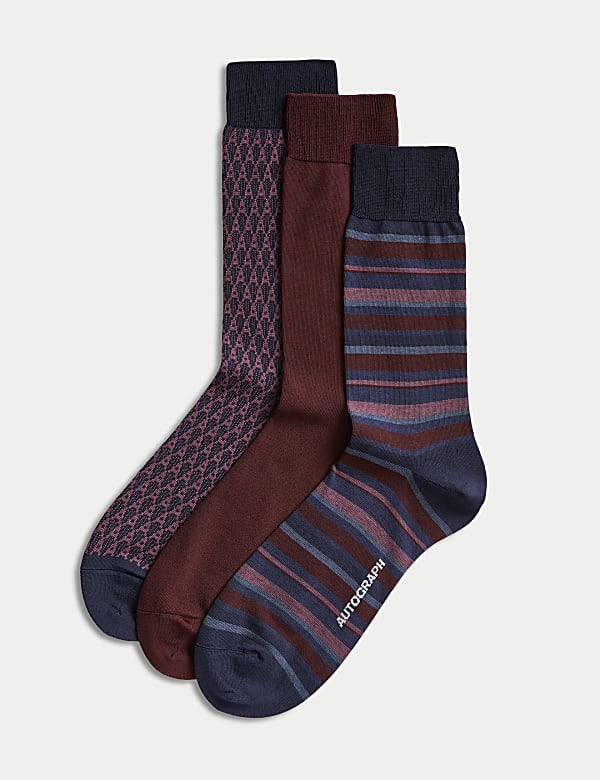 3pk Assorted Modal Pima Cotton Socks - AL