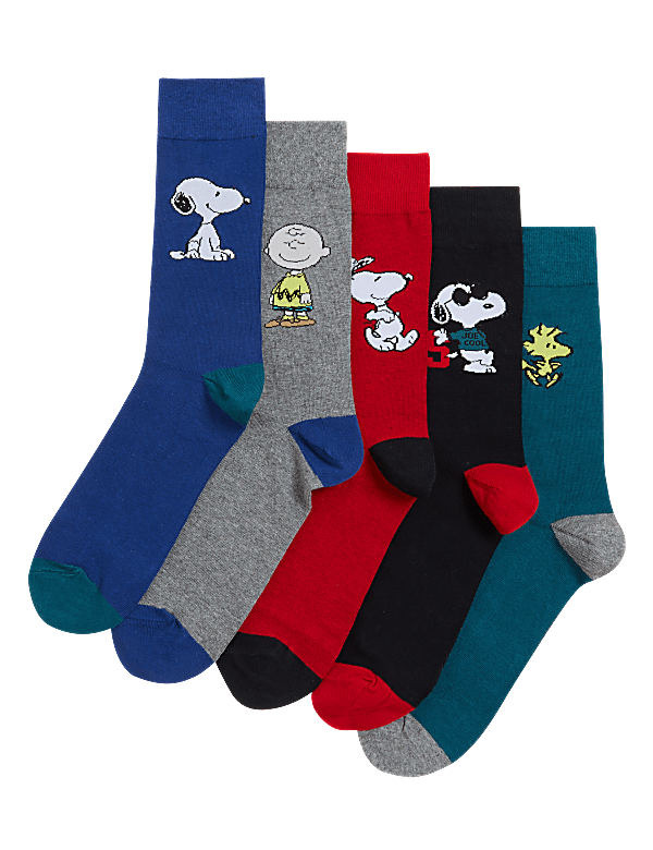 5pk Snoopy™ Cotton Rich Socks