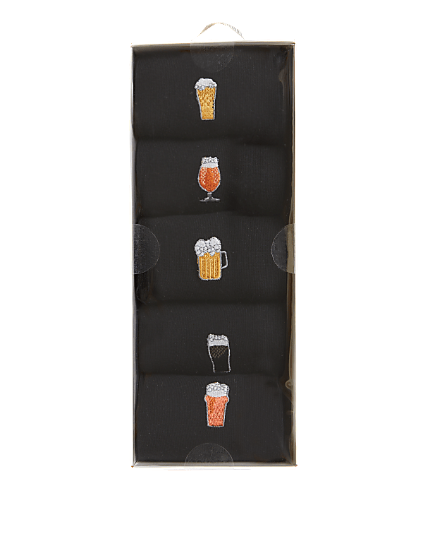 5pk Cotton Rich Beer Socks Gift Box