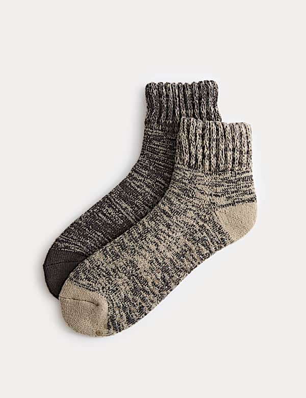2pk Short Slipper Socks With Wool - GR
