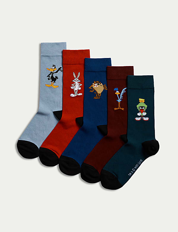 Lot de 5 paires de chaussettes en coton a motif Looney Tunes