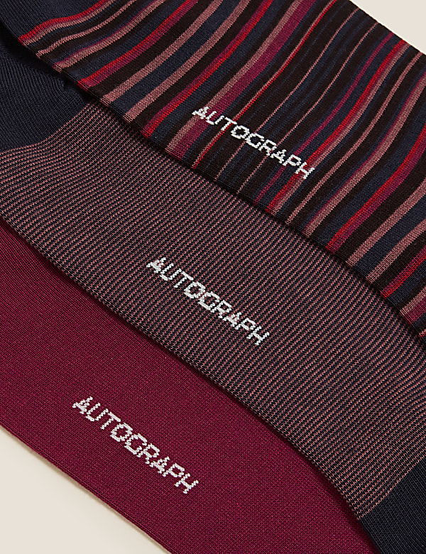 3pk Modal Pima Cotton Striped Socks