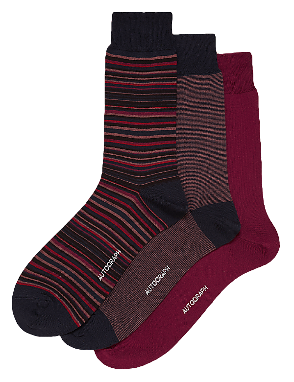 3pk Modal Pima Cotton Striped Socks