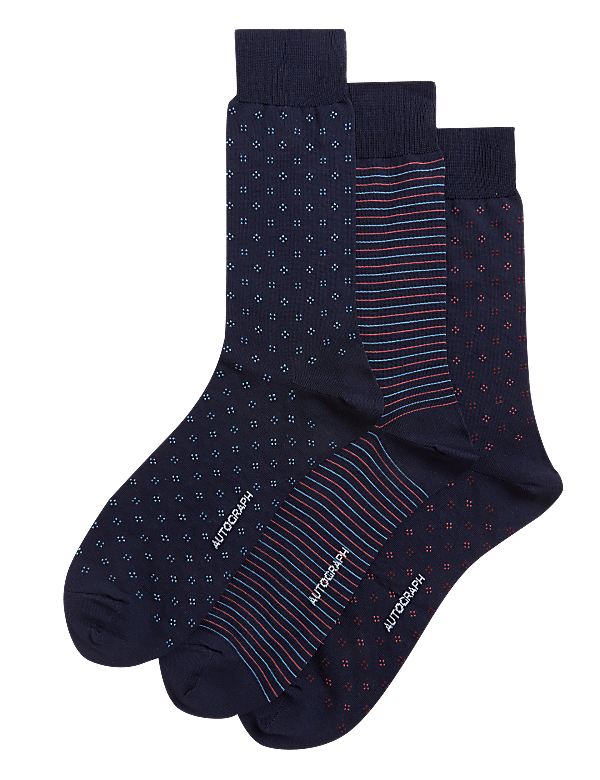 3pk Assorted Modal Pima Cotton Socks