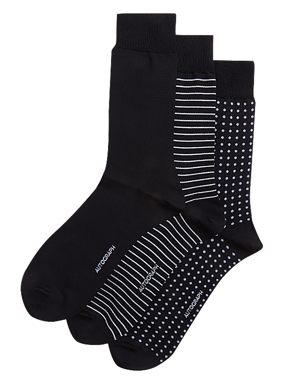 3pk Assorted Modal Pima Cotton Socks