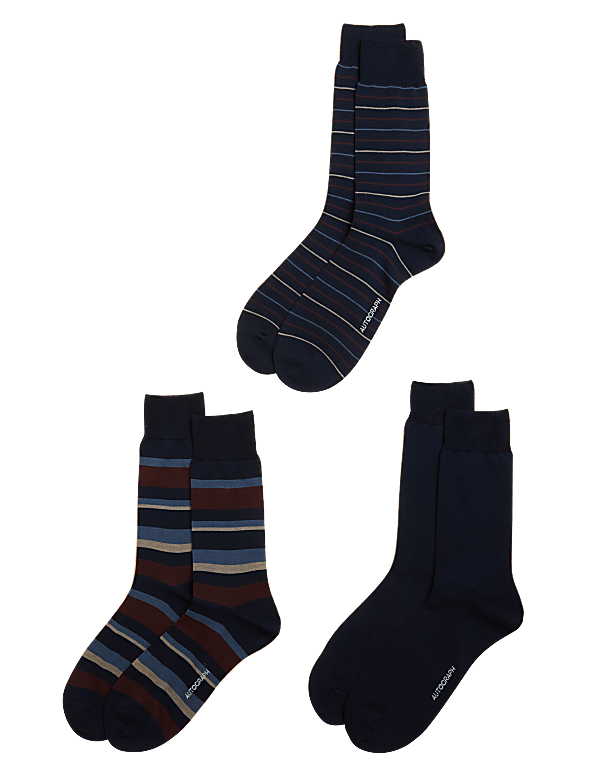 3pk Striped Modal Pima Cotton Socks