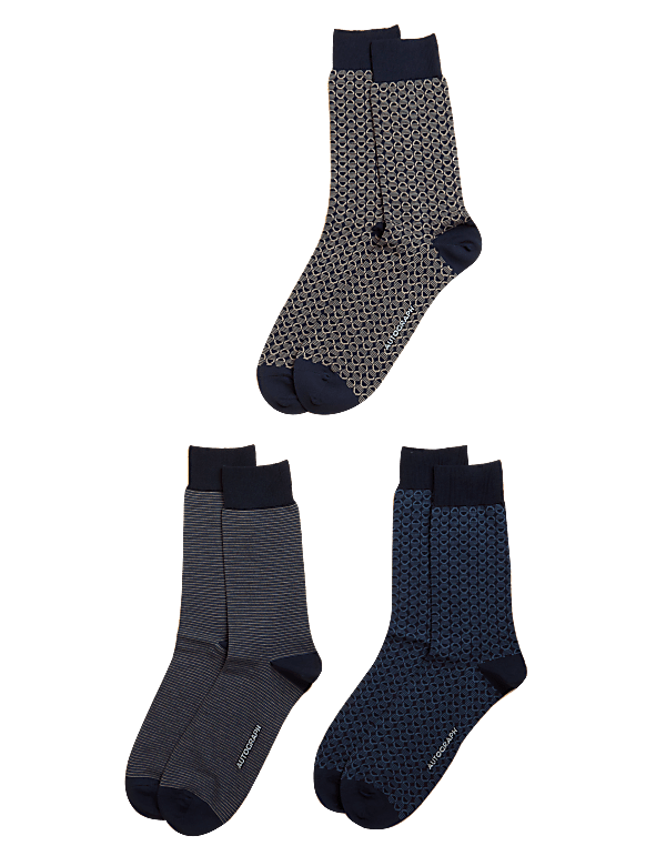 3pk Assorted Modal Pima Cotton Socks