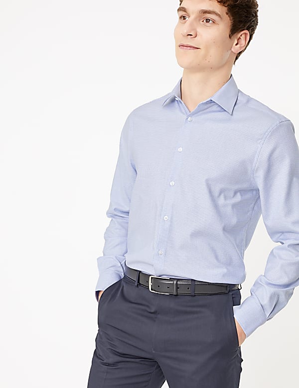Slim Fit Cotton Textured Shirt