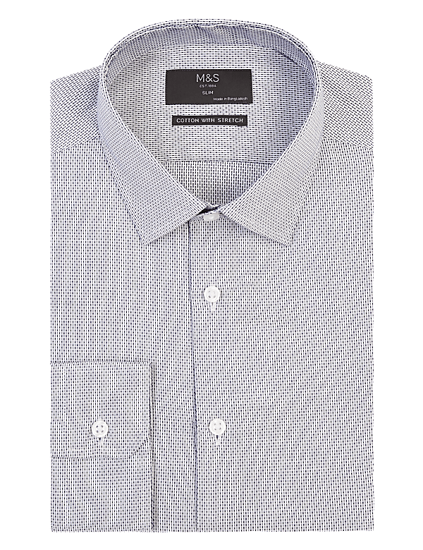 Slim Fit Easy Iron Shirt with Stretch