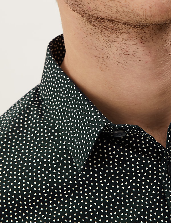 Slim Fit Cotton Rich Heart Print Shirt