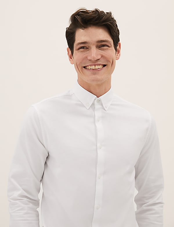 Slim Fit Cotton Rich Textured Shirt