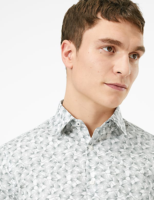 Slim Fit Pure Cotton Printed Easy Iron Shirt