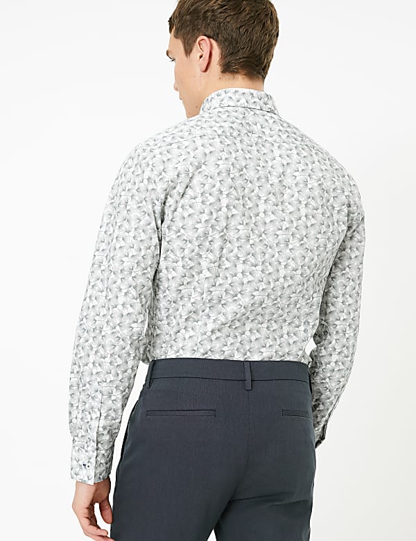 Slim Fit Pure Cotton Printed Easy Iron Shirt