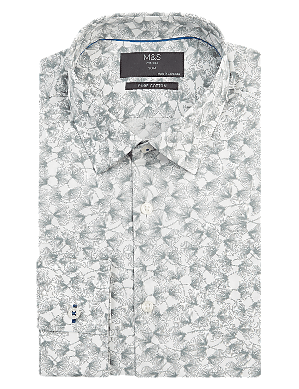 Slim Fit Pure Cotton Printed Easy Iron Shirt